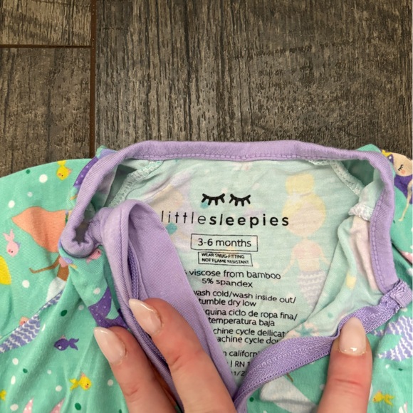 Little Sleepies Mermaid Kids zippie - Aqua and Lavender - Picture 2 of 3